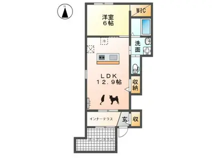エルフィオーレ(1LDK/1階)の間取り写真
