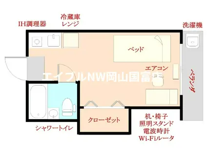 カーサフィオーレ学南町(1K/2階)の間取り写真
