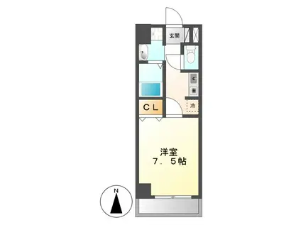 エスポワール亀島(1K/3階)の間取り写真