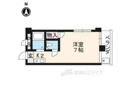 パビヨン宇多野(1K/2階)の間取り写真