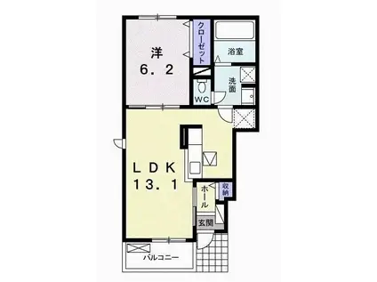 サニー ガーデン(1LDK/1階)の間取り写真