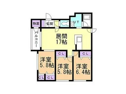 M・S FOREST(3LDK/2階)の間取り写真