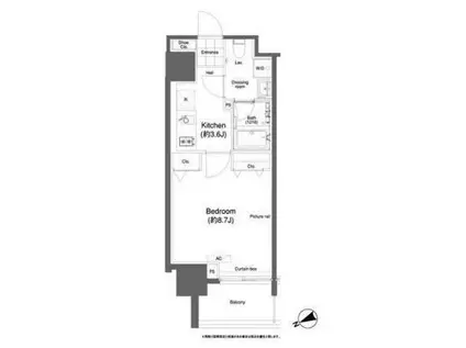 アーバネックス市谷柳町(1K/8階)の間取り写真