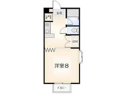 クリスタルハイツ(ワンルーム/1階)の間取り写真