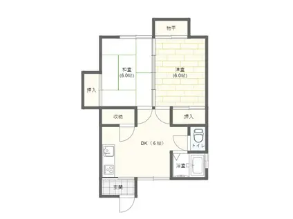 サングリーンハウスB(2DK/1階)の間取り写真