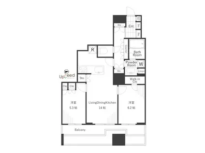 富久クロスコンフォートタワー(2LDK/3階)の間取り写真