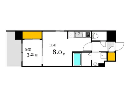 ウェンディ光町(1LDK/3階)の間取り写真