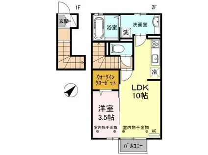 メープル・コート(1LDK/2階)の間取り写真