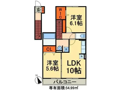 スイートショコラ(2LDK/2階)の間取り写真