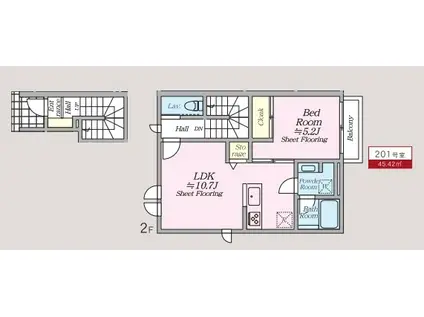 オルキデ蘆花公園(1LDK/2階)の間取り写真