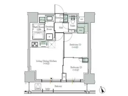 ONE ROOF RESIDENCE ASAKUSABASHI(2LDK/8階)の間取り写真