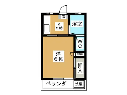 シーズンハイム(1K/2階)の間取り写真