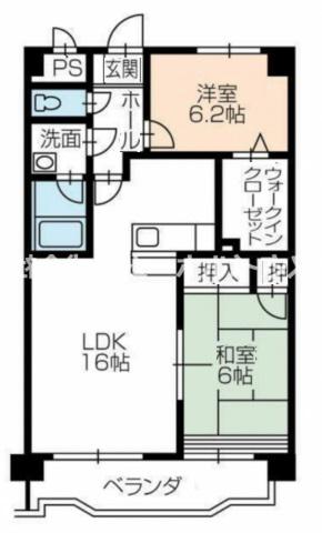 ボンヌシャンス壱番館(2LDK/2階)の間取り写真