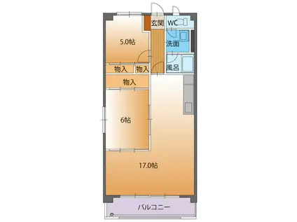 アステール(2LDK/1階)の間取り写真