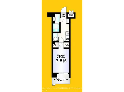 ウィングス西本町(1K/4階)の間取り写真