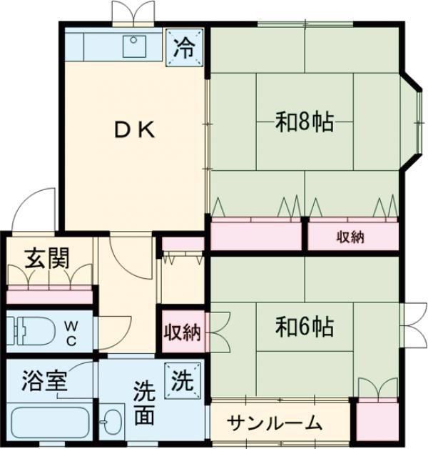 ライフビューみづき A(2DK/1階)の間取り写真