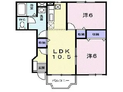 セラサス・ヴィラ(2LDK/1階)の間取り写真