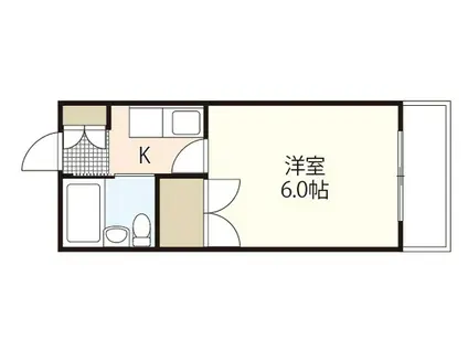 ウイング広瀬(1K/2階)の間取り写真
