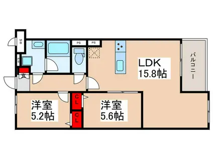 THEIOS SON(2LDK/1階)の間取り写真
