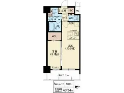 スプランディッド江坂III(1LDK/9階)の間取り写真