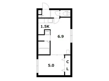ヴレネージュ平岸ウエスト(1LDK/1階)の間取り写真