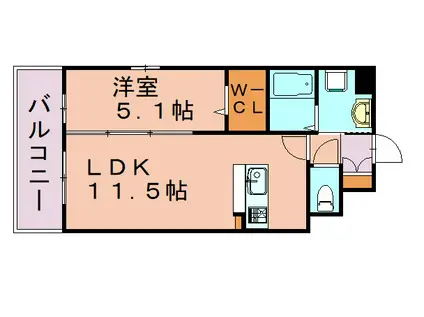 M.Rレジデンス博多(1LDK/7階)の間取り写真