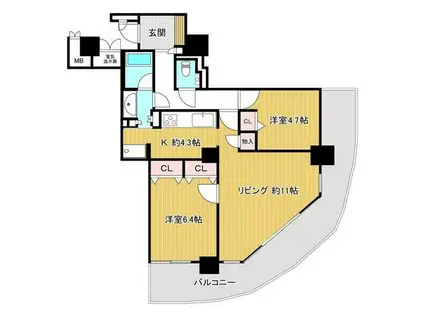 ツインタワー瀬戸大橋タワー31(2LDK/9階)の間取り写真