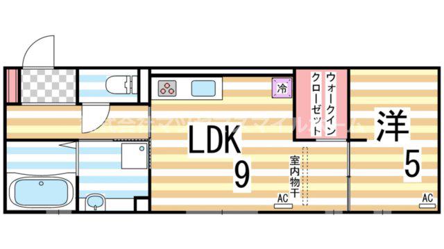 ラピスラズリ(1LDK/2階)の間取り写真