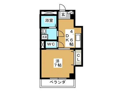 RUHE(1DK/3階)の間取り写真