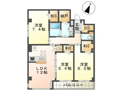 イースト WISTERIAI(3LDK/1階)の間取り写真
