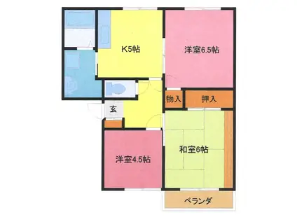 三枝ハイツ A・B棟(3K/2階)の間取り写真