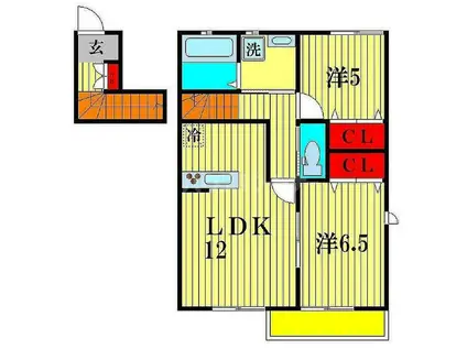 メゾン ド パルフェ A棟(2LDK/2階)の間取り写真