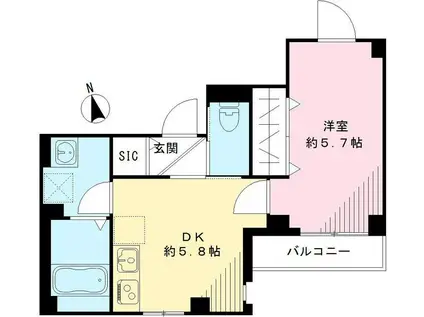 メゾン ド レスポワール(1DK/4階)の間取り写真