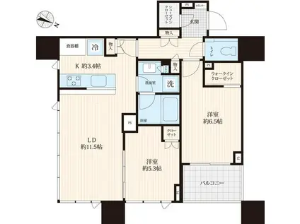 グランドミレーニア(2LDK/7階)の間取り写真