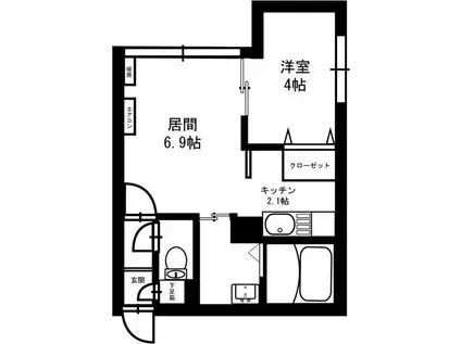 HARNESS宮の沢(1LDK/1階)の間取り写真