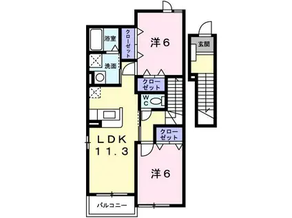 ベアーレ I(2LDK/2階)の間取り写真