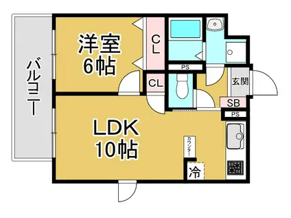 パルシオ三宮フラワーロード(1LDK/6階)の間取り写真