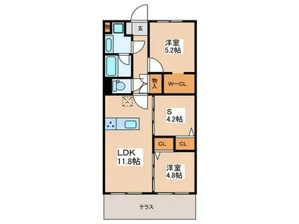 小金井パーク・ファミリア(2SLDK/1階)の間取り写真