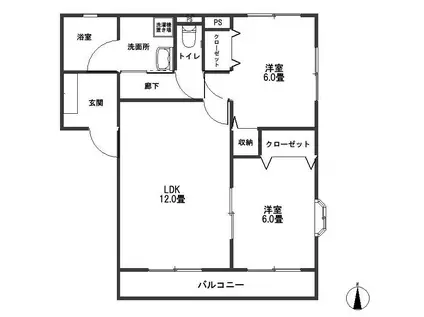 マイホームA(2LDK/2階)の間取り写真