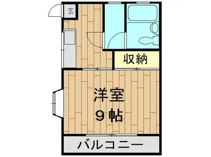 ブリックコテージ(1K/1階)の間取り写真