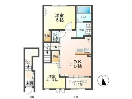 プランドール D(2LDK/2階)の間取り写真