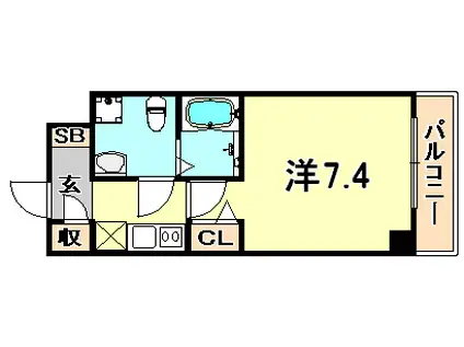 シャルマンパレ神戸花隈(1K/7階)の間取り写真