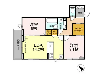 クレストヴィラ(2LDK/2階)の間取り写真