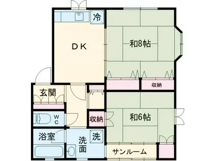 ライフビューみづき A(2DK/1階)の間取り写真