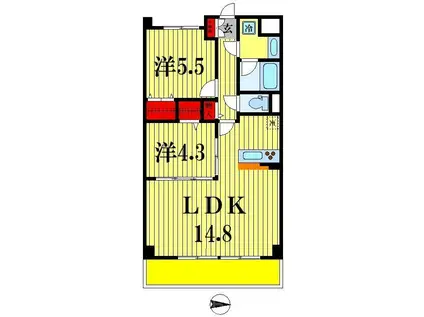 ベルヴァンス(2LDK/5階)の間取り写真