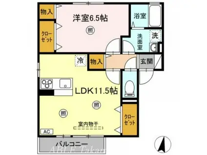 ロイヤルパークス林町D棟(1LDK/1階)の間取り写真