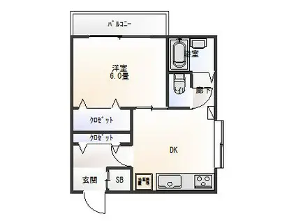 リーブランワカバヤシ(1DK/3階)の間取り写真