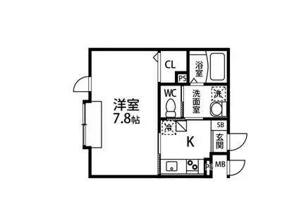 マルス川内(1K/1階)の間取り写真