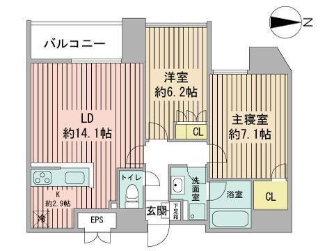 グランカーサ裏参道(2LDK/3階)の間取り写真