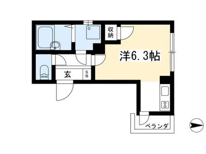 シャンテ西洞院(1K/2階)の間取り写真